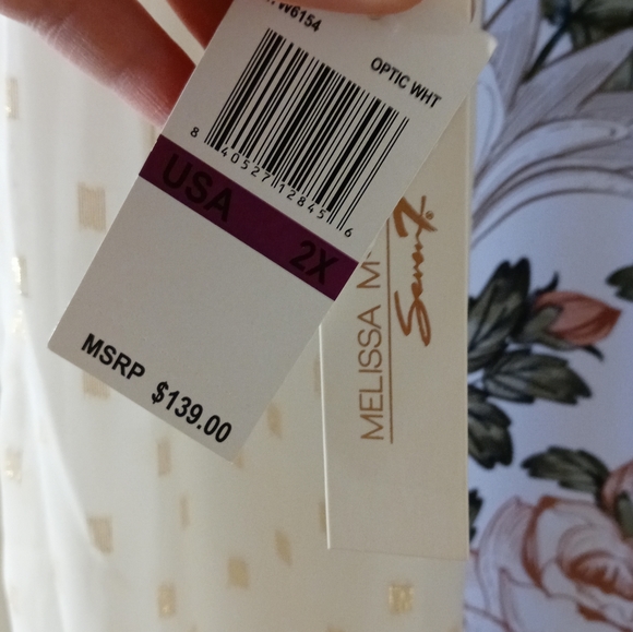 Melissa McCarthy Seven7 White and Gold Ruffle Dress NWT 3X - Picture 3 of 7